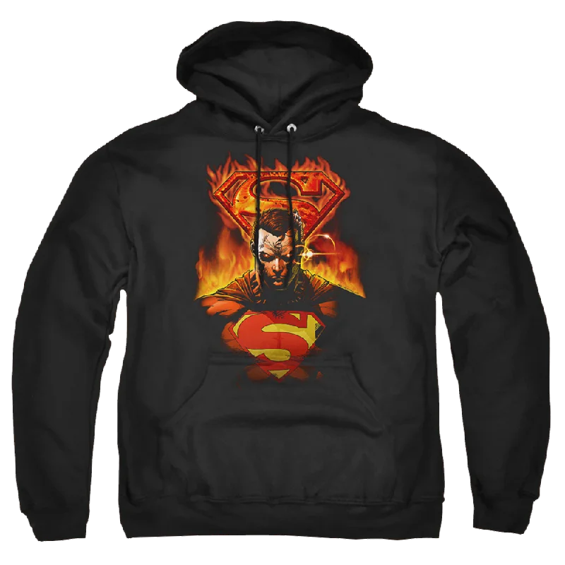 oversized hoodie with drawstringsSuperman Man On Fire - Pullover Hoodie