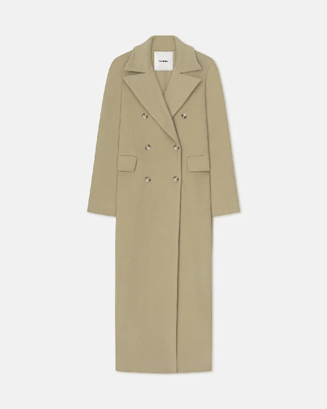 high-fashion coatDamira - Double Wool And Silk Coat - Pale Olive