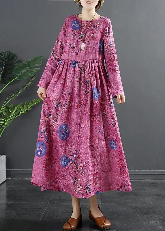 sleeveless dressBeautiful Rose Print Tunics O Neck Patchwork Maxi Dress