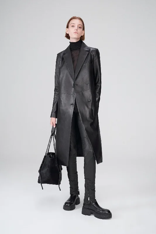 comfortable winter coatElfie - Black Leather Coat