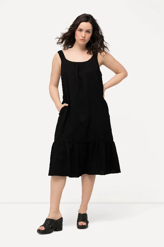 lace dressUlla Popken Flounce Midi Dress in Black