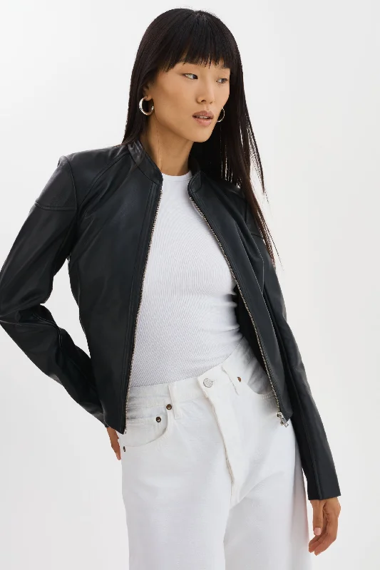 stylish lightweight coatHIRA | Fitted Leather Jacket