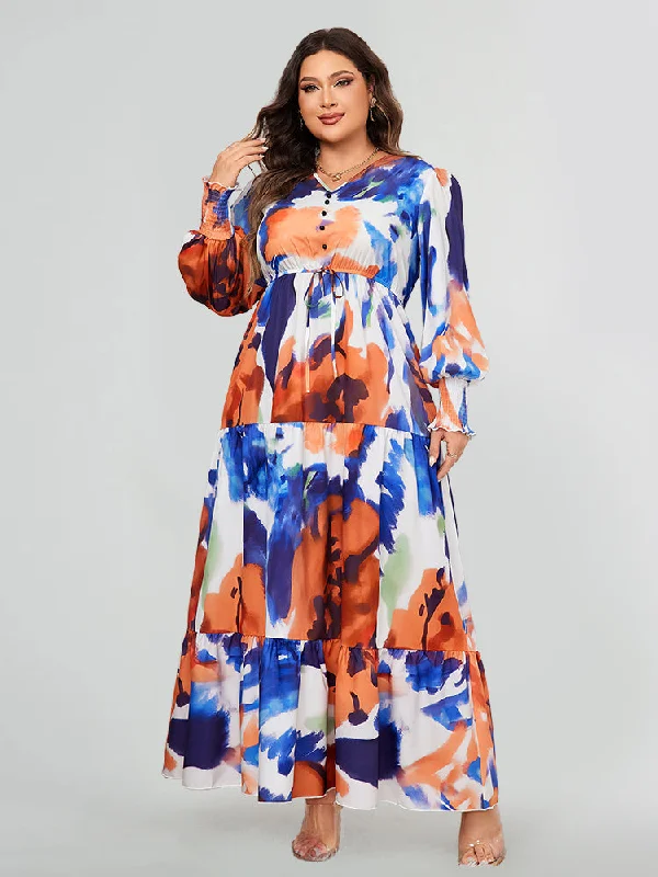 satin dressBoho Floral Print Button Front Ruffle Dress