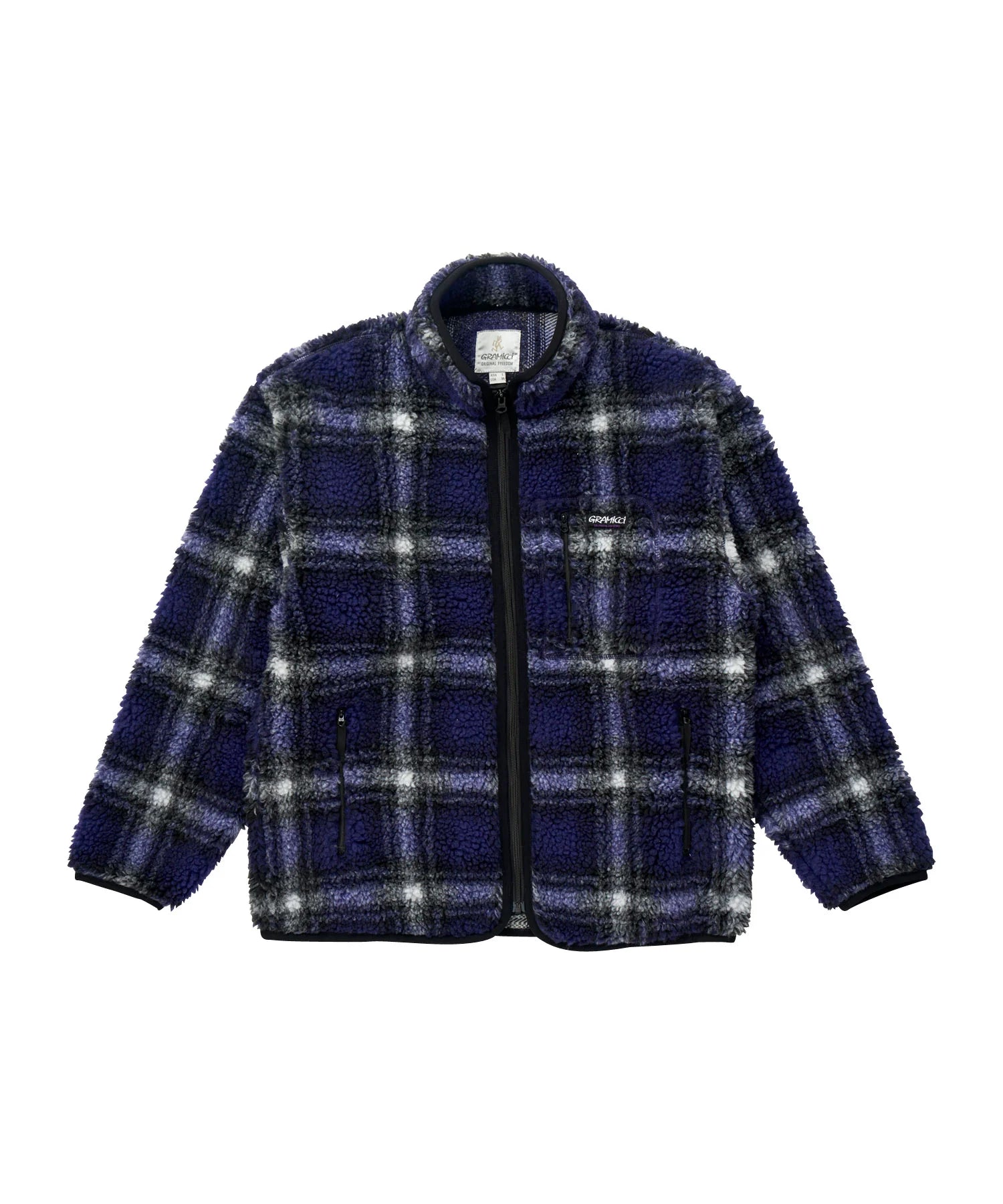 contemporary coatGramicci Purple Shadow Plaid Sherpa Jacket