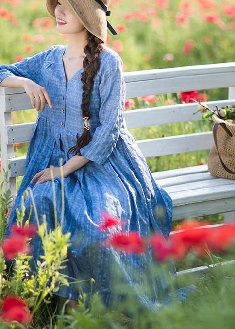 trendy dressWomen Summer Dress Design Blue Striped Dresses