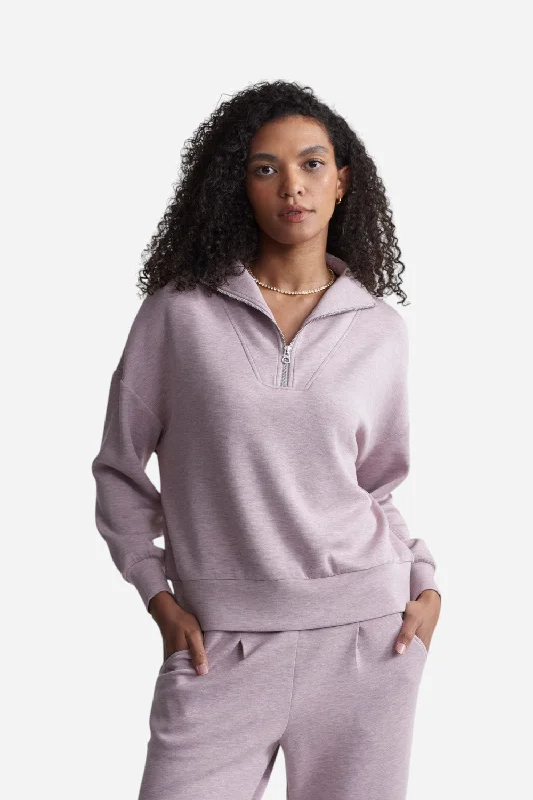 Varley Hawley Half-Zip Sweat in Mauve Marl