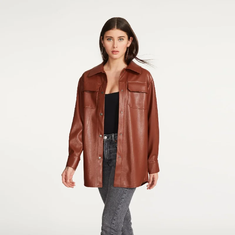 urban street coatFaux Good Measure Shacket (Cognac)