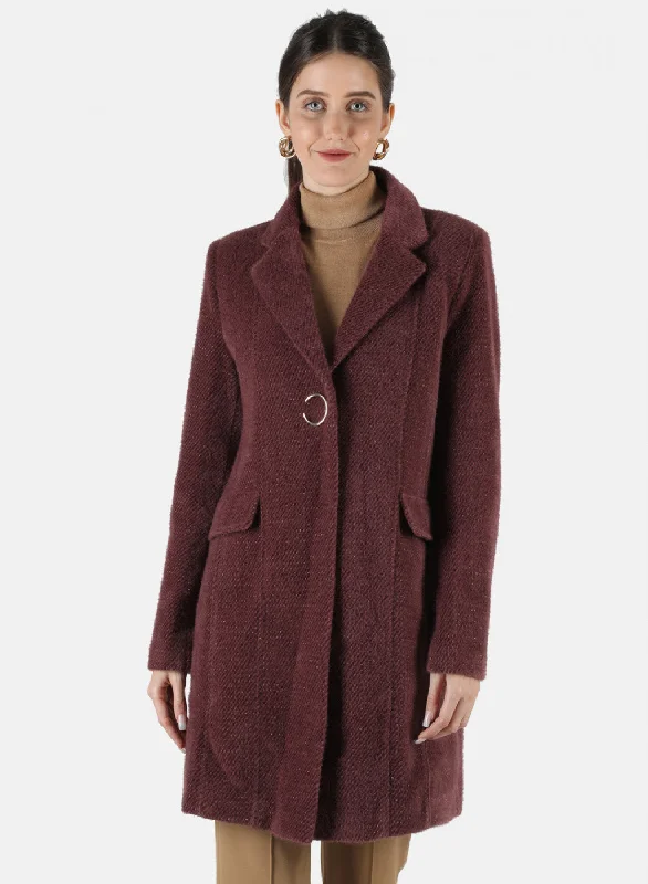 contemporary coatWomen Purple Solid Coat