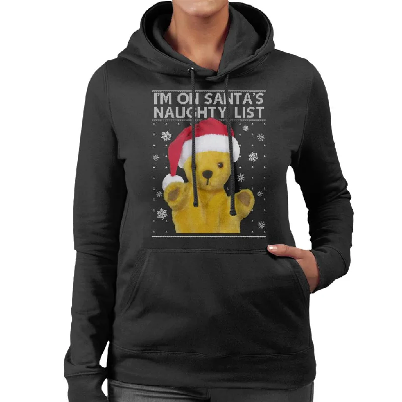 casual zip-up sweatshirtSooty Christmas Im On Santas Naughty List Women's Hooded Sweatshirt