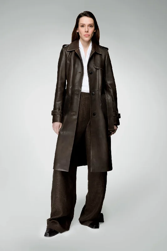 oversized trench coatMadyson - Cloudy Brown Leather Coat