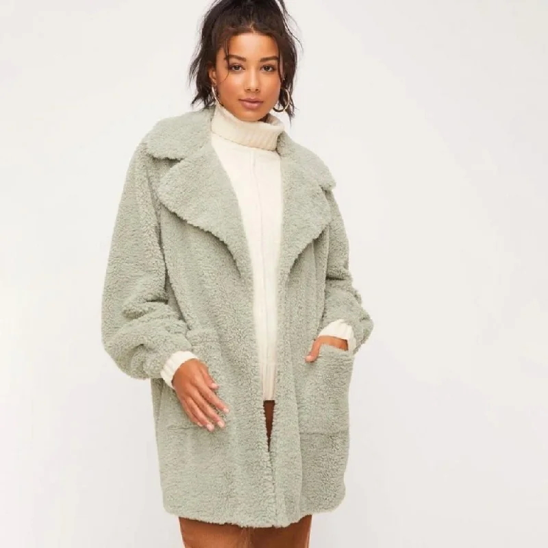 cozy winter coatFuzzy Long Coat (Sage)