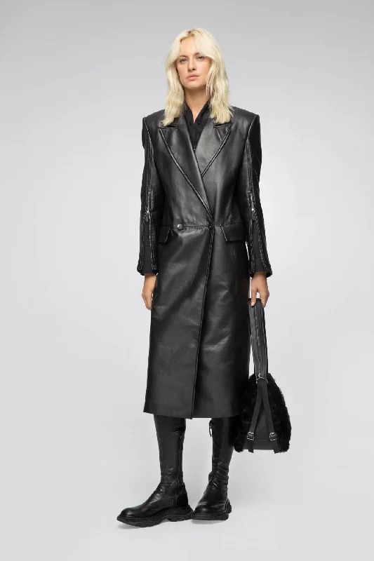 cozy wool-blend coatLorrie - Black Leather Coat