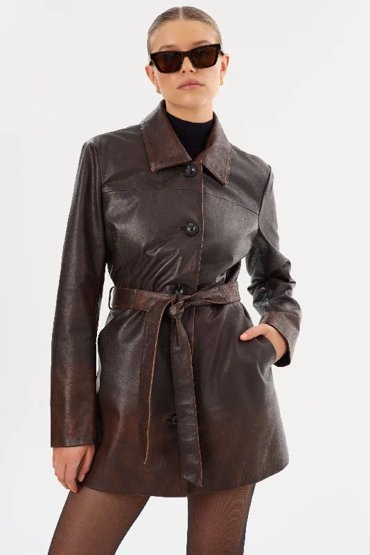 outdoor adventure coatMARLOWE | Leather Trench Coat