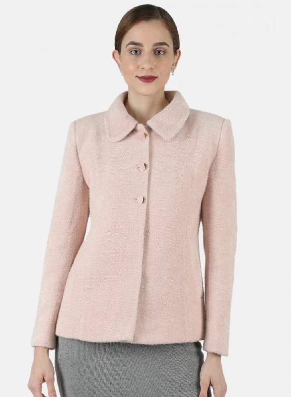 trendy jacketWomen Pink Solid Coat