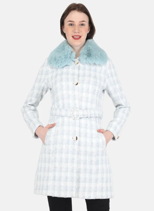 modern outerwearWomen Blue Check Coat