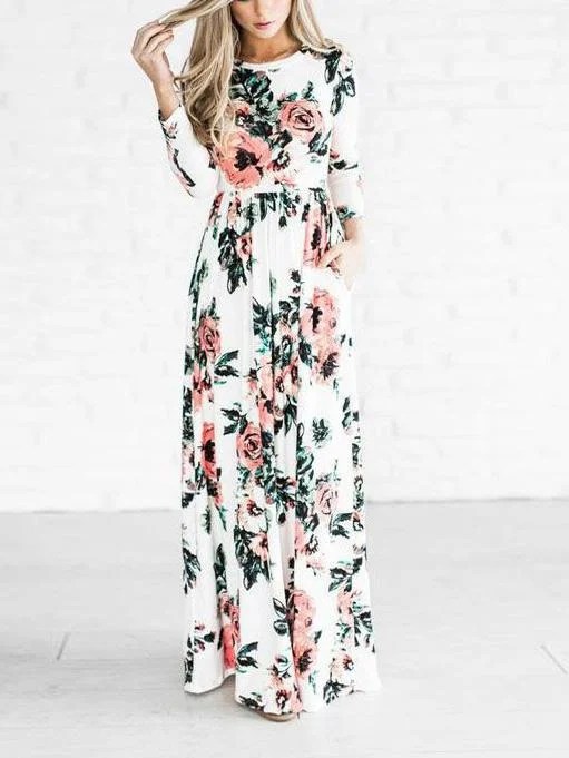 romantic dressJuliaFashion-In Bloom Floral Print Maxi Dress