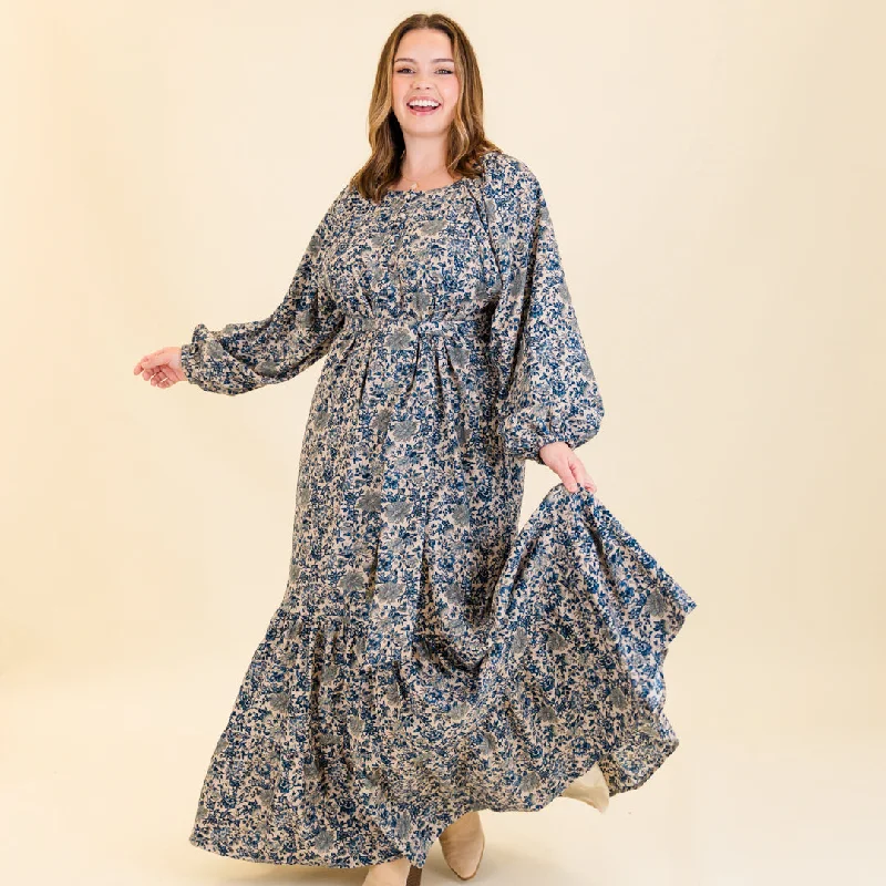 long-sleeve floral dressEmpowered Flower Dress, Blue