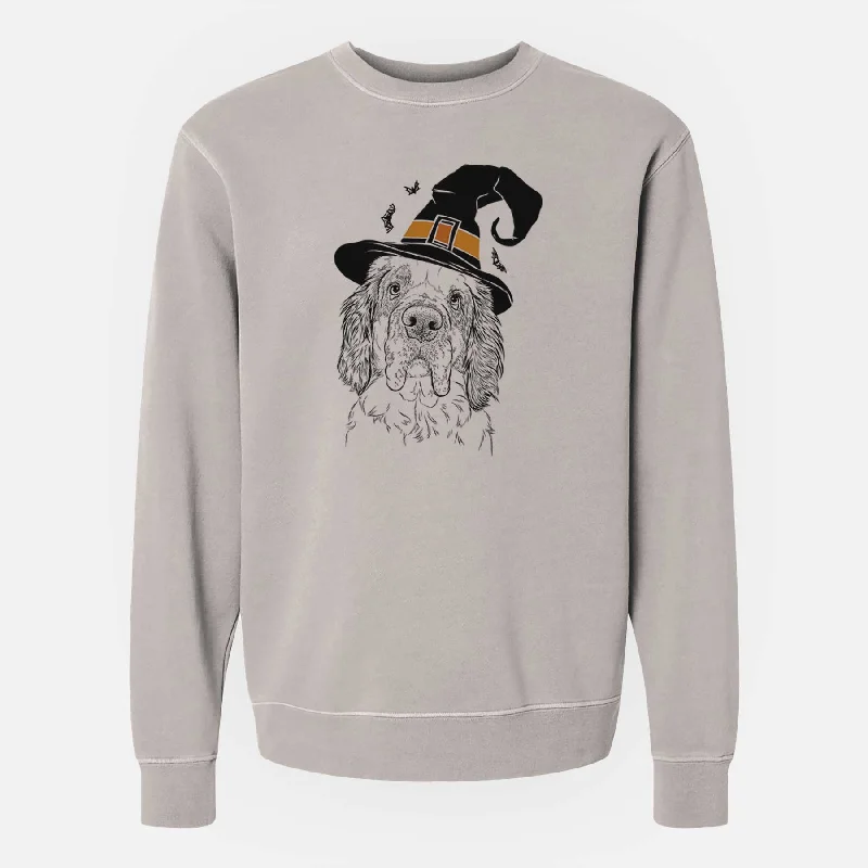 Witch Sully the Clumber Spaniel - Unisex Pigment Dyed Crew Sweatshirt