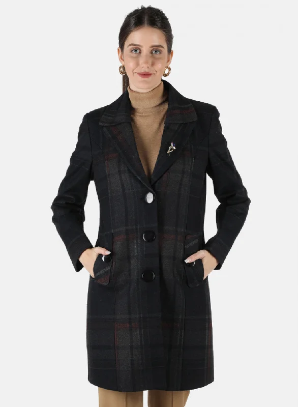 utility coatWomen Black Check Coat