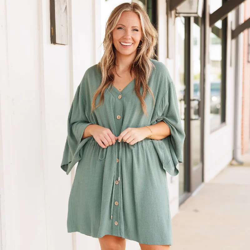 chic dressAll Season Long Dress, Dark Sage