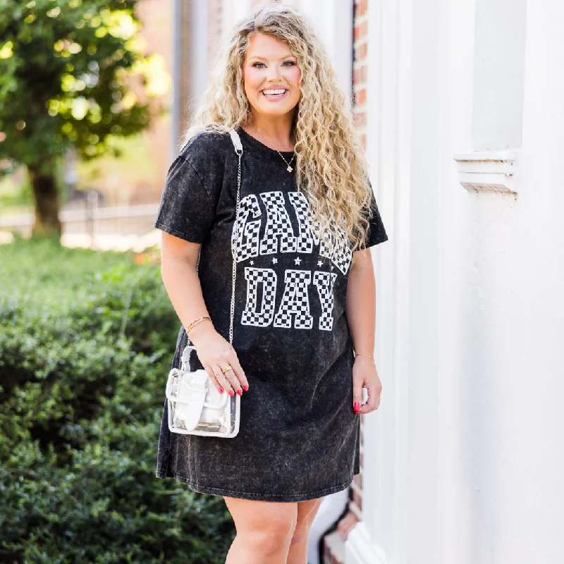 v-neck dressReady For Game Day T-Shirt Dress, Black