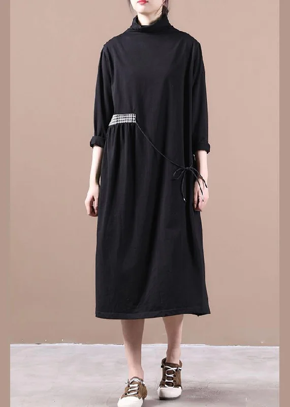 oversized dressVivid high neck side open spring dresses Tutorials black Kaftan Dress