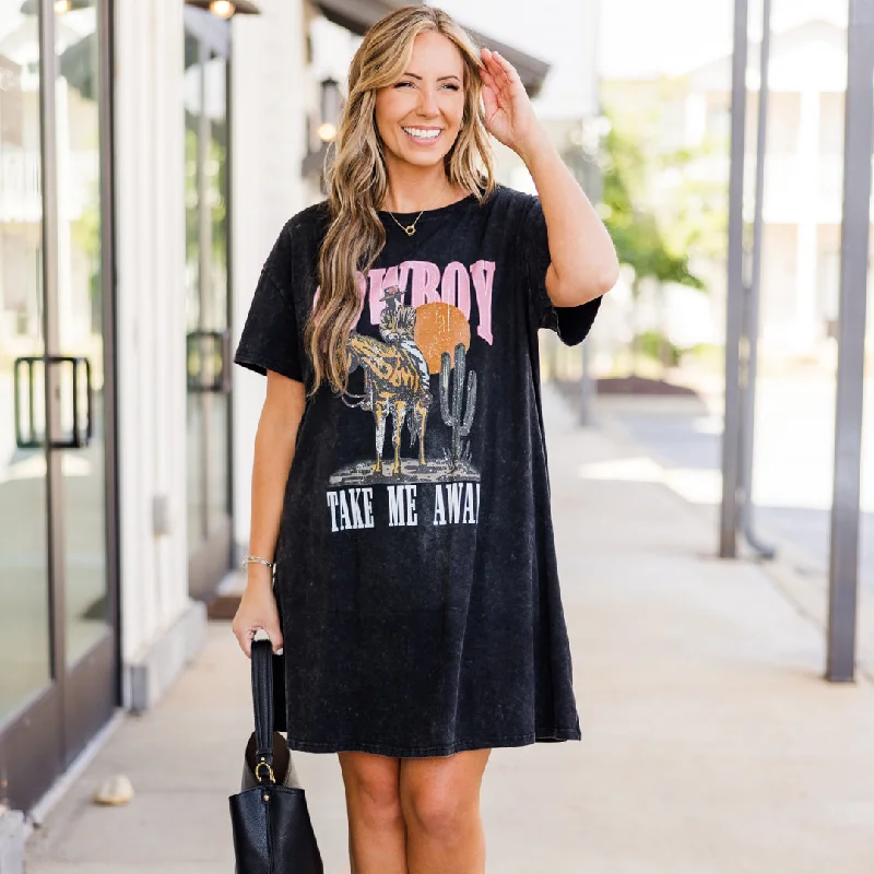 luxury dressCowboy Take Me Away T-Shirt Dress, Black