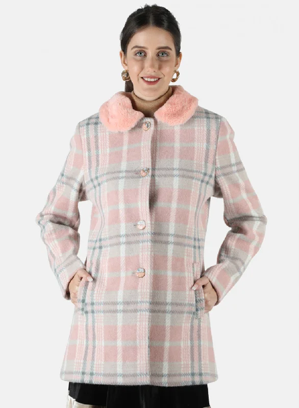 trendy casual outerwearWomen Multicolor Check Coat