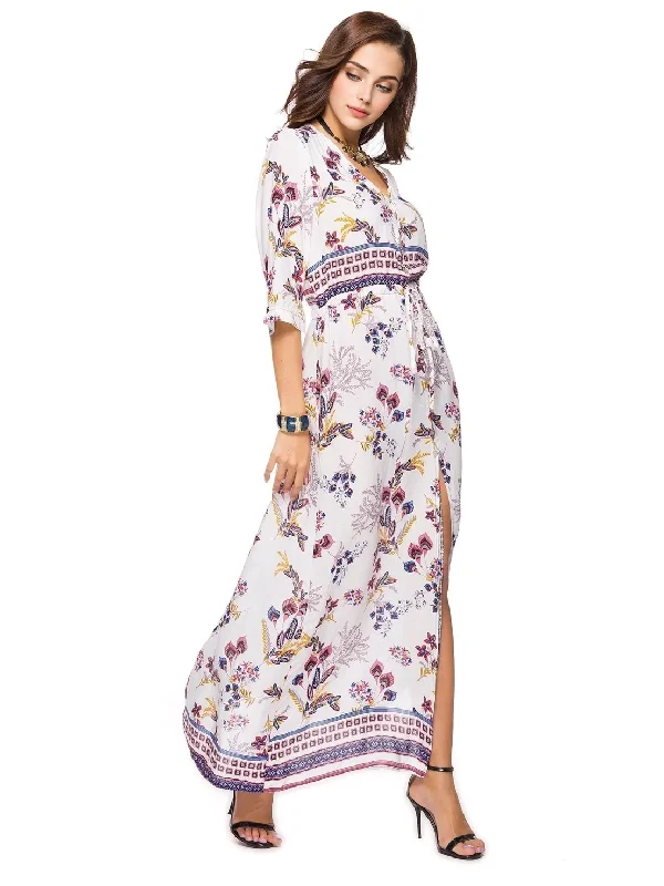 satin dressJuliaFashion-Going Somewhere Floral Button Down Maxi Dress