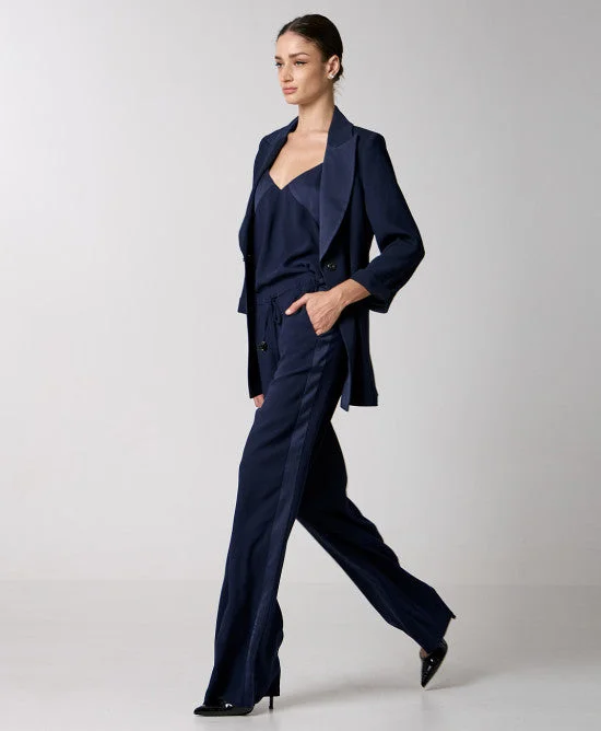 vintage-inspired dressAccess Fashion Navy Wide Leg Pants With Decorative Detail