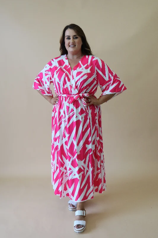 trendy wrap dressMali Faux Wrap Dress in Pink Print