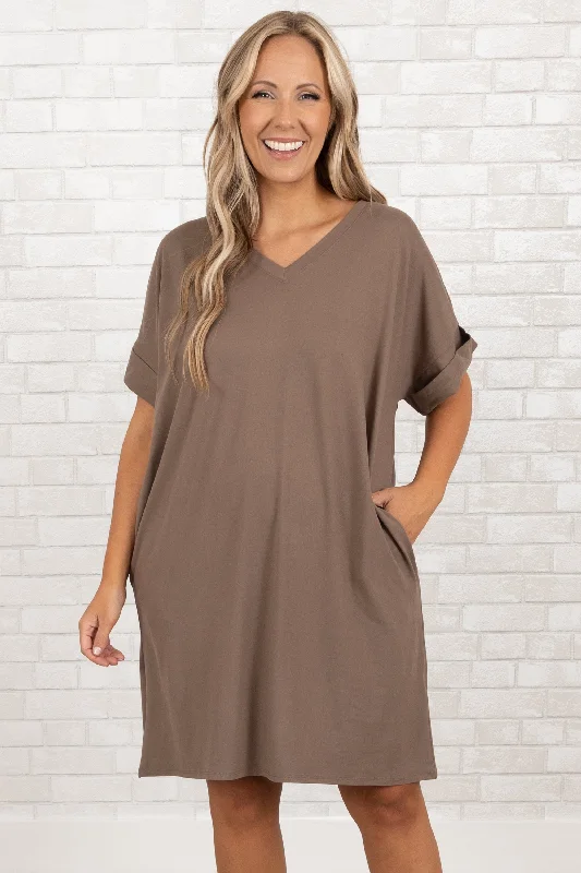 v-neck dressAlways A Classic Dress, Mocha