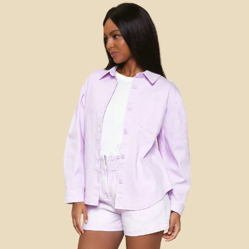 graphic coatWashed Cotton Twill Shacket (Lavender)