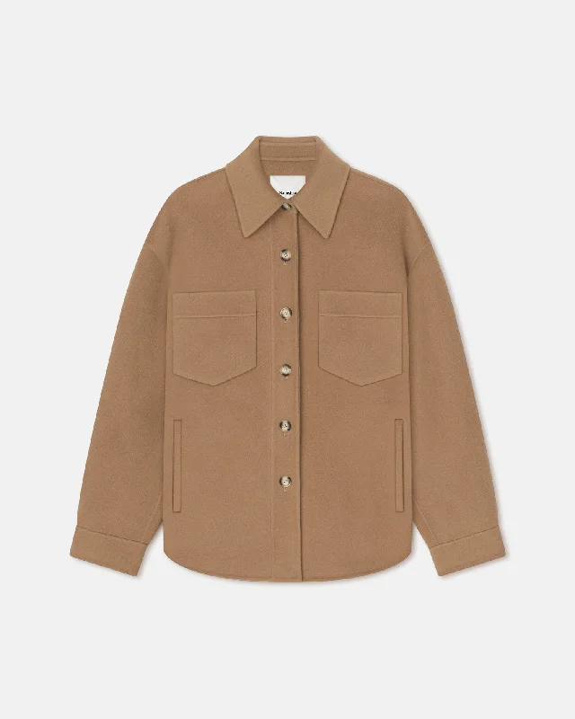 padded coatPerth - Double Wool Silk Overshirt - Camel