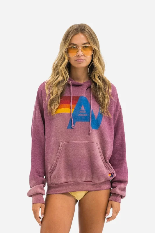 Aviator Nation Vintage Logo Relaxed Pullover Hoodie in Faded Berry