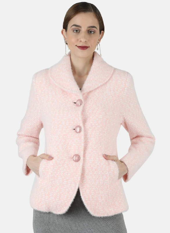 trendy jacketWomen Pink Jaquard Coat