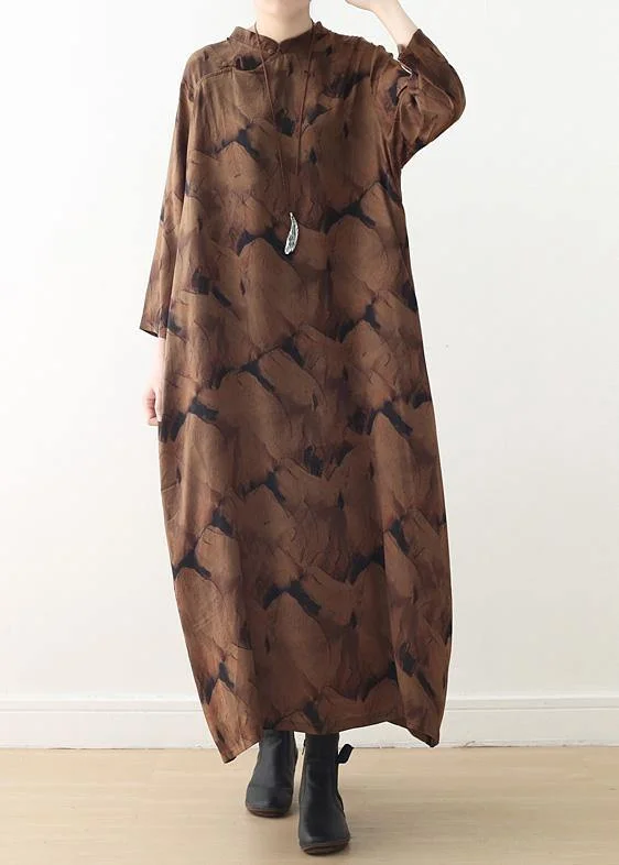 backless dressBuy o neck baggy spring kaftans Fitted Life chocolate print Dresses