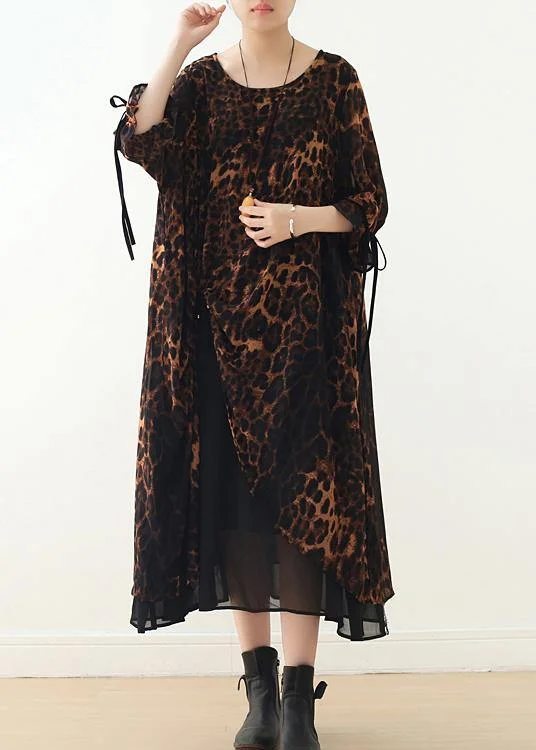 casual dressWomen's Loose Large Irregular Leopard Chiffon Dress