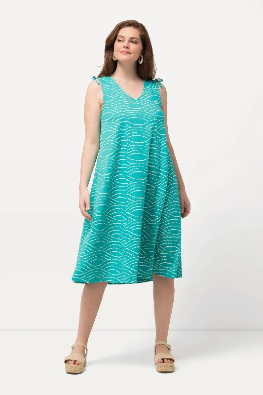 casual slip dressUlla Popken Wave Print Aqua Dress