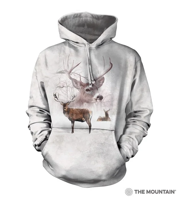 premium puffer coatThe Mountain® Wintertime Deer Unisex Hoodie Sweatshirt