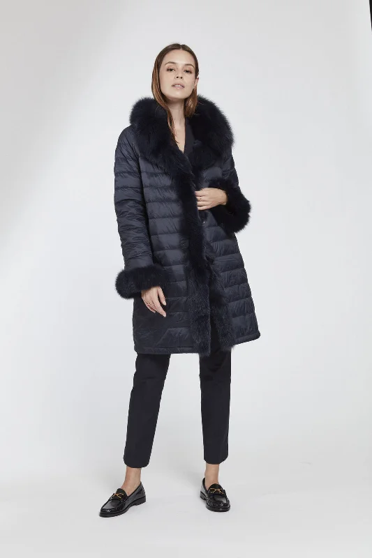 versatile coat#1142 Down and Fox Reversible  Coat