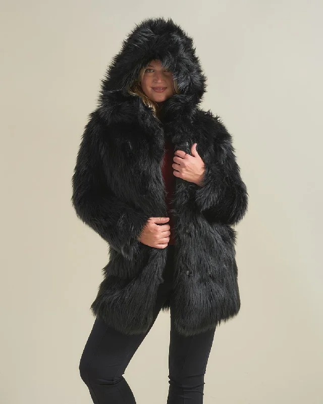 insulated coatHooded Women's Faux Fur Coat | Black Wolf