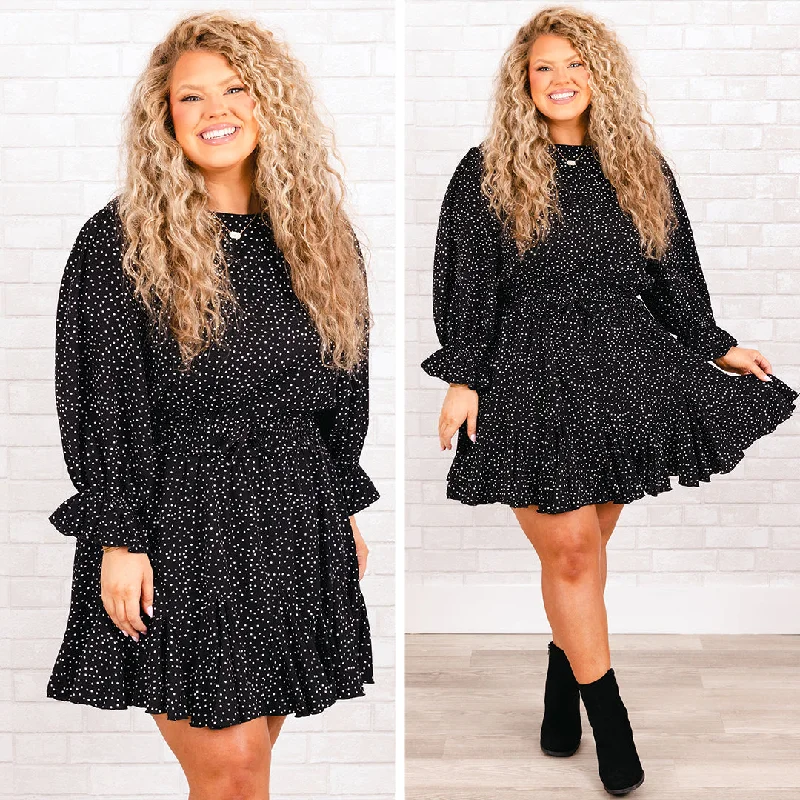 sleek dressWho I Will Be Romper, Black Polka