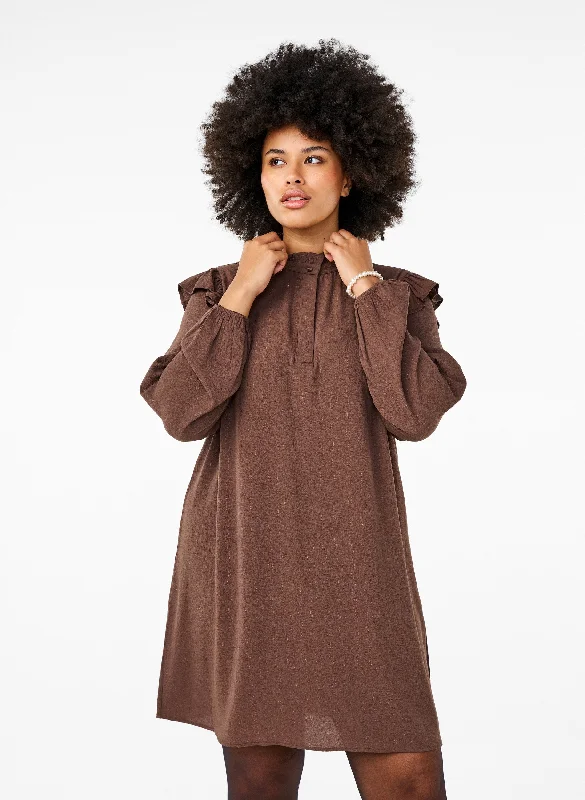 long-sleeve floral dressZizzi Anni Glitter Dress in Chocolate