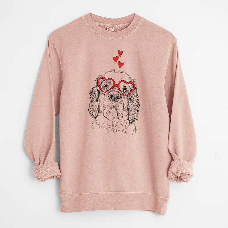 Valentine Sully the Clumber Spaniel - Unisex Pigment Dyed Crew Sweatshirt