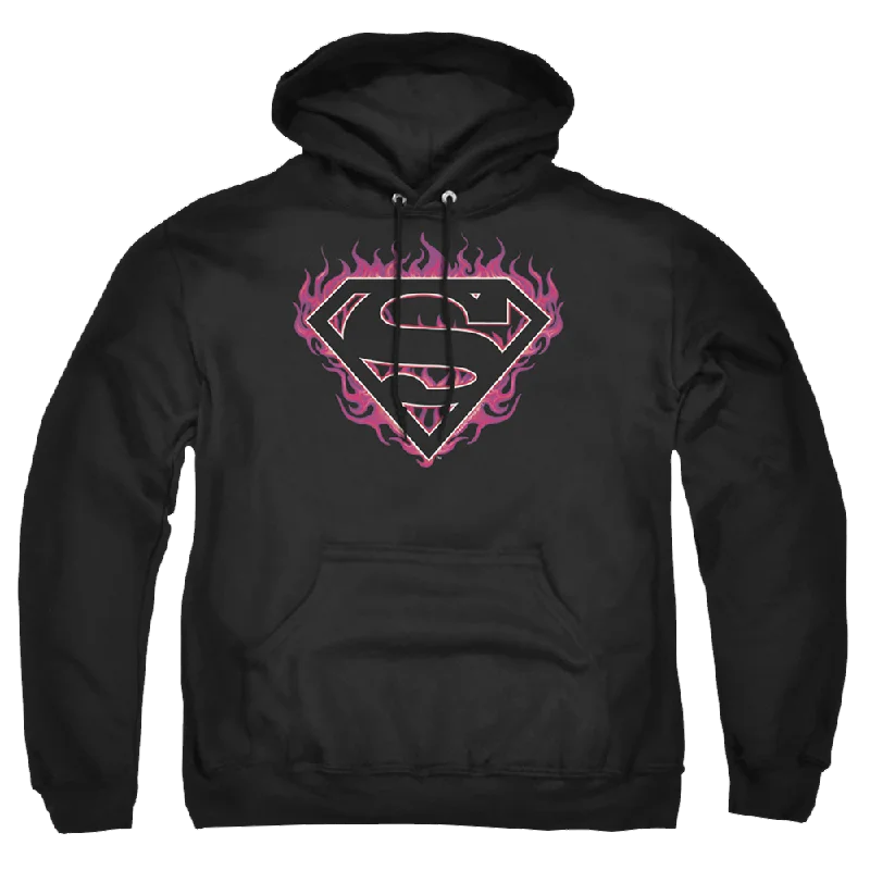 high-fashion hoodieSuperman Fuchsia Flames - Pullover Hoodie