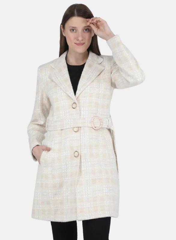 long-sleeve coatWomen Beige Jaquard Coat