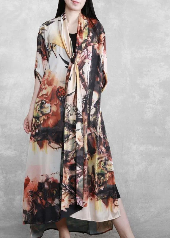 off-shoulder dressBeautiful Sunrise Paitings Silk Summer Dresses