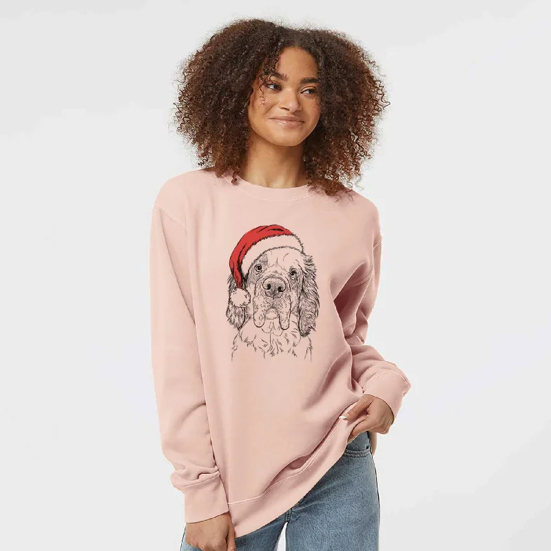 Santa Sully the Clumber Spaniel - Unisex Pigment Dyed Crew Sweatshirt