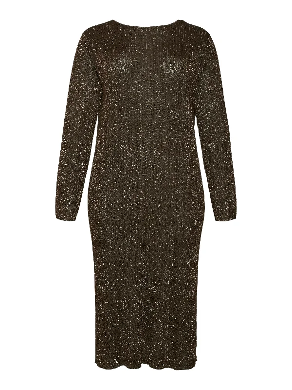 stylish party dressVero Moda Curve Talia Sparkle Knit Dress in Brown